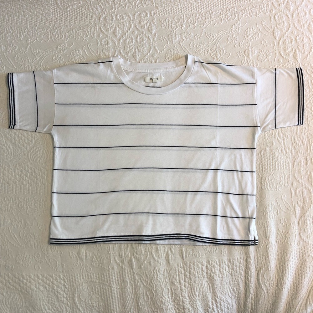 Madewell Striped Crop Tee with Split Hem